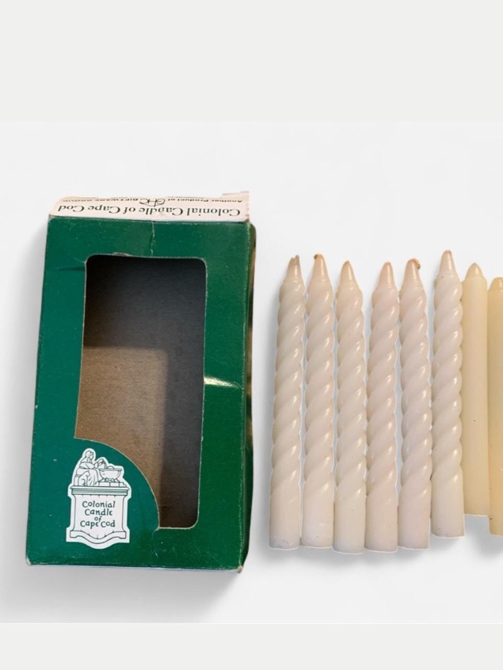 vintage Colonial Candle of Cape Cod white twist candles